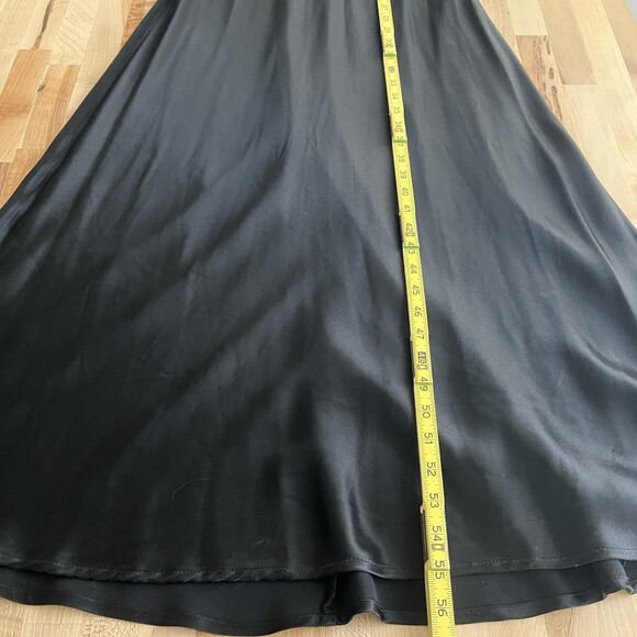 Vintage 90s XOXO Sleeveless Bias Cut Tank Dress High Neck Shiny Shimmer Black S - Picture 10 of 12